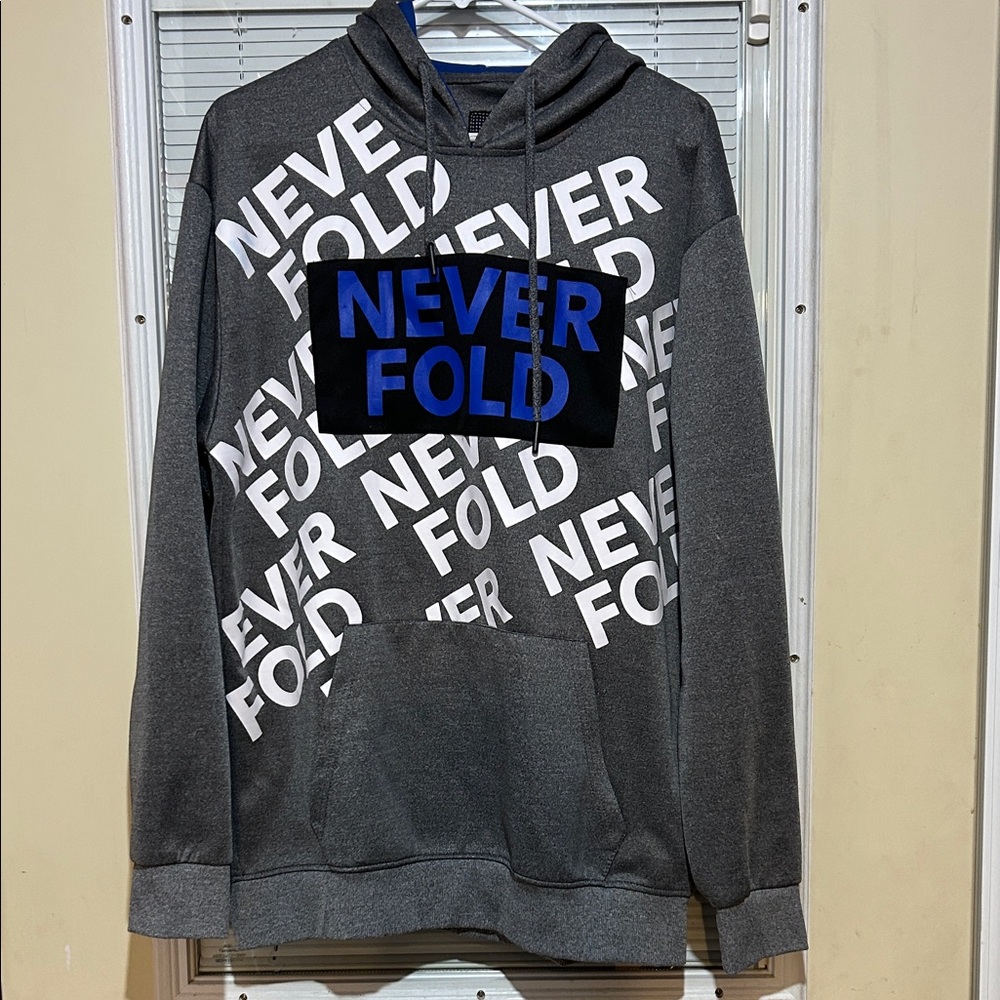 EUC Never Fold Gray and Blue Hoodie